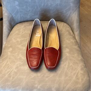 AEROSOLES Red Leather Loafers